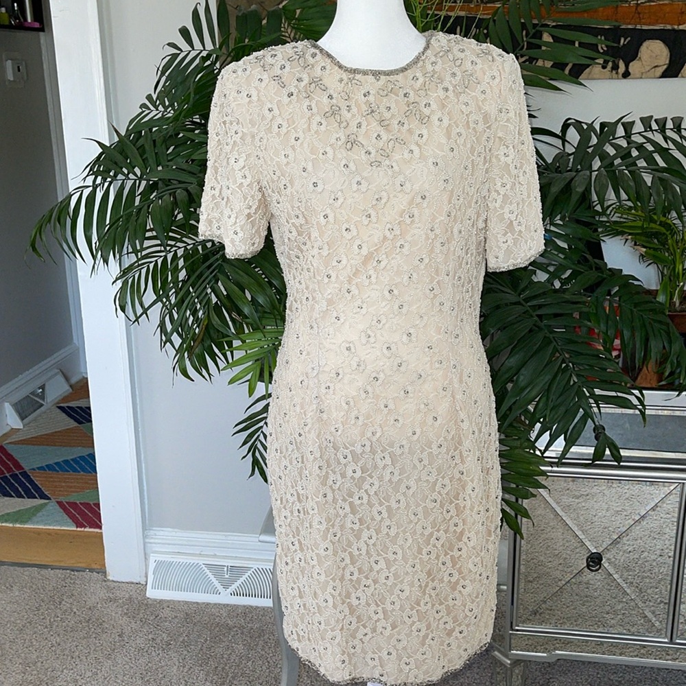 Vintage Stenay Beaded Lace Dress